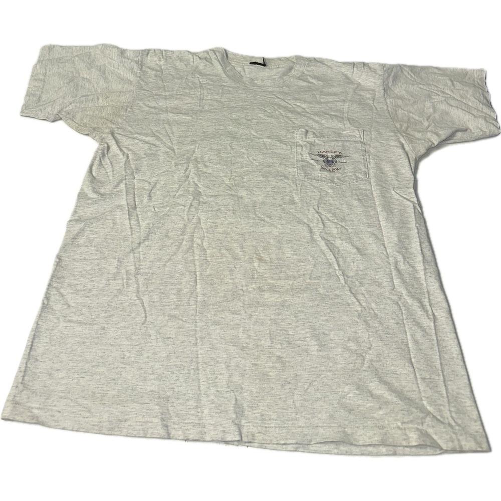 Vintage 90's Single Stitch Gray Harley-Davidson T-Shirt Men's L Dakota Minot ND